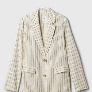 GAP Women's Ivory Pinstripe Relaxed Fit Blazer